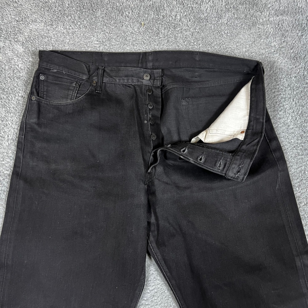 Levis 501 Jeans Mens 44x32 Black Button Fly Straight Leg Casual Formal Business